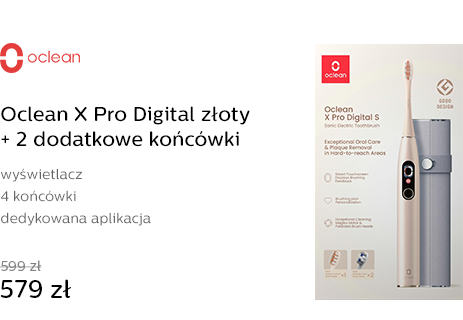 Oclean X Pro Digital złoty + 2 dodatkowe końcówki