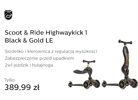 Scoot & Ride Highwaykick 1 Jeździk i hulajnoga 2w1 Black & Gold LE