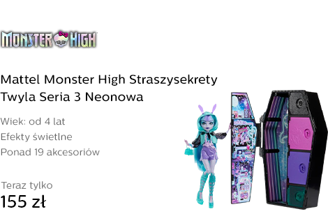 Mattel Monster High Straszysekrety Twyla Seria 3 Neonowa