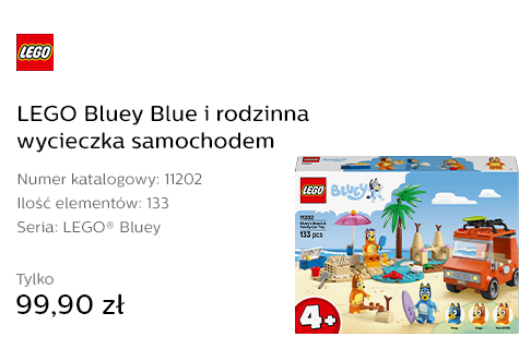 LEGO Bluey 11202 Blue i rodzinna wycieczka samochodem