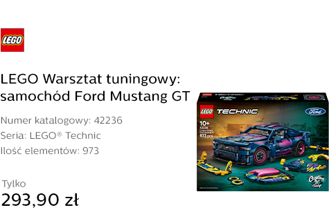 LEGO TECHNIC 42236 Warsztat tuningowy: samochód Ford Mustang GT