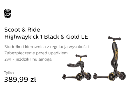 Scoot & Ride Highwaykick 1 Jeździk i hulajnoga 2w1 Black & Gold LE