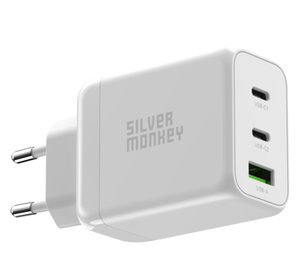 Silver Monkey Ładowarka sieciowa GAN 65W USB-C PD USB A QC 3.0 - 603419 - zdjęcie 2