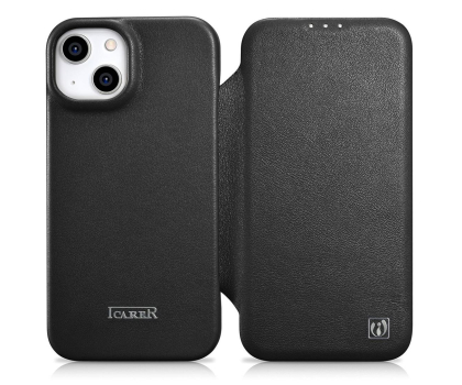 Etui / obudowa na smartfona iCarer Leather Folio Case iPhone 14 Plus (Magsafe) czarny