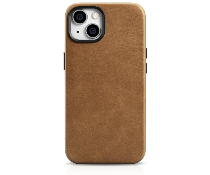 Etui / obudowa na smartfona iCarer Premium Leather Case Oil Wax do iPhone 14 Plus MagSafe) brąz