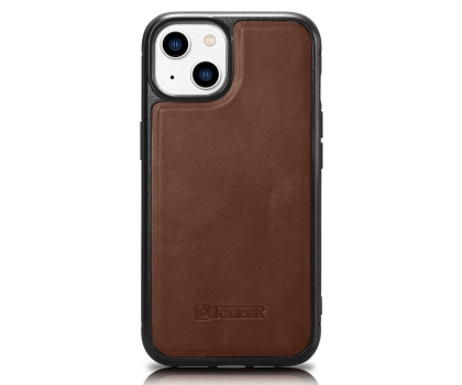 Etui / obudowa na smartfona iCarer Leather Oil Wax do iPhone 14 Plus (MagSafe) brązowy