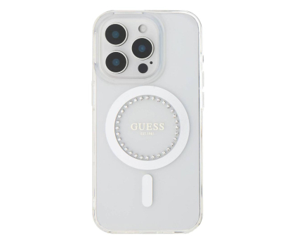 Etui / obudowa na smartfona Guess IML Rhinestones do iPhone 16 Pro biały