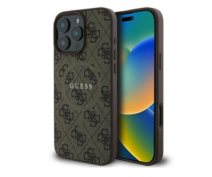 Etui / obudowa na smartfona Guess 4G Ring Classic Logo do iPhone 16 Pro brązowy
