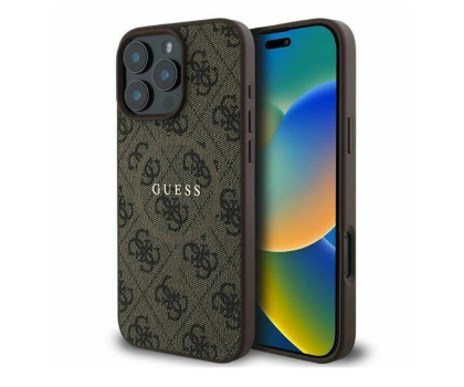Etui / obudowa na smartfona Guess 4G Ring Classic Logo do iPhone 16 Pro Max brązowy