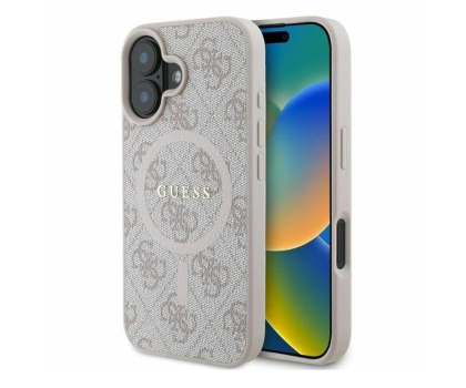 Etui / obudowa na smartfona Guess 4G Ring Classic Logo do iPhone 16 różowy