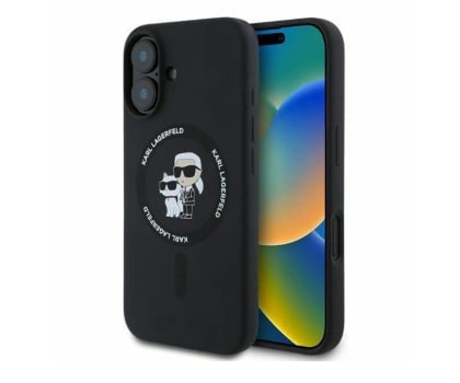 Etui / obudowa na smartfona Karl Lagerfeld Silicone Karl&Choupette Heads do iPhone 16 czarny