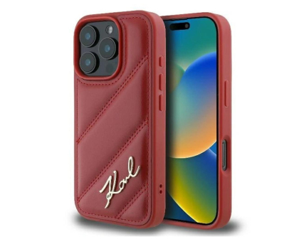 Etui / obudowa na smartfona Karl Lagerfeld Quilted Signature do iPhone 16 Pro Max czerwony