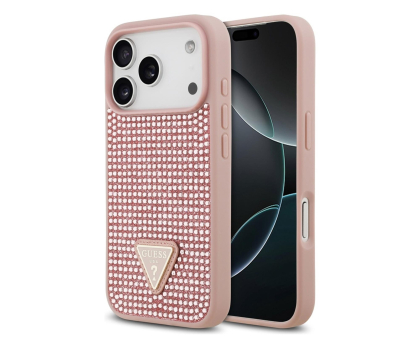 Etui / obudowa na smartfona Guess Rhinestone Triangle Logo do iPhone 17 Pro różowy