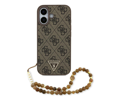 Etui / obudowa na smartfona Guess 4G Strap Triangle Logo MagSafe do iPhone 17 brązowy