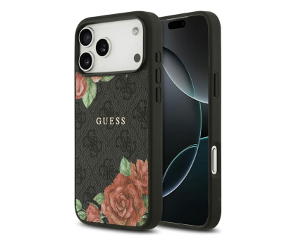 Etui / obudowa na smartfona Guess 4G Flowers Print MagSafe do iPhone 17 Pro czarny