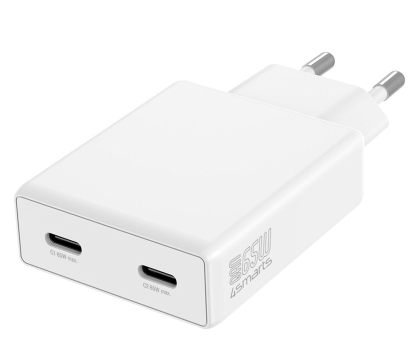 Ładowarka do smartfonów 4smarts Ładowarka sieciowa PDPlug Slim Dual 65W GaN 2xUSB-C biały