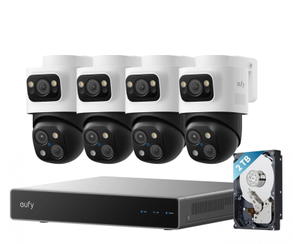 Inteligentna kamera Eufy Zestaw 4 kamer PoE S4 Max Biały + rejestrator eufy NVR S4
