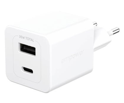 Ładowarka do smartfonów PanzerGlass empower Turbo 35W USB-C + USB-A Silver White