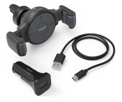 Uchwyt do smartfonów Hama UCHWYT SAMOCHODOWY INDUKCYJNY "FC 10 FLEX SET" 10W, CZARNY