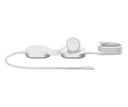 Ładowarka do smartfonów Zens Ładowarka indukcyjna 2w1 Pro 3 Qi2 15W USB-C/USB-C biały
