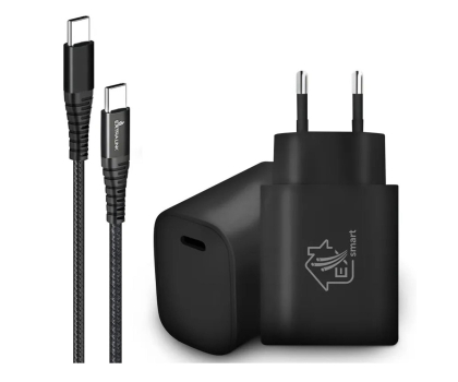 Ładowarka do smartfonów ExtraLink Smart Life Zestaw kabel USB-C 2m Ładowarka 18W PD3.0 Czarna