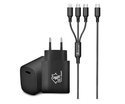 Ładowarka do smartfonów ExtraLink Smart Life SET03 Kabel 3w1 1,2m ładowarka 12 W PD3.0 czarny