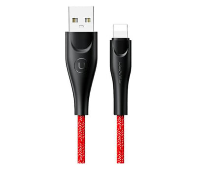 Kabel Lightning USAMS Kabel pleciony U41 lightning 1m 2A czerwony Fast Charge