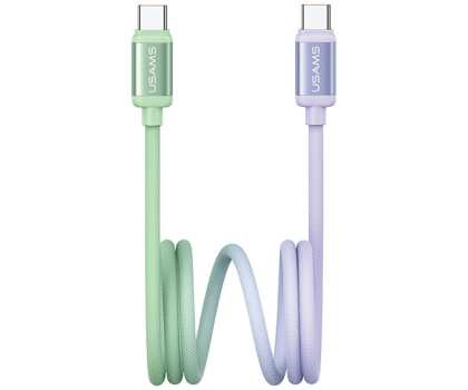 Kabel USB USAMS Kabe PD 60W USB-C/USB-C 1,2m zielono fioletowy