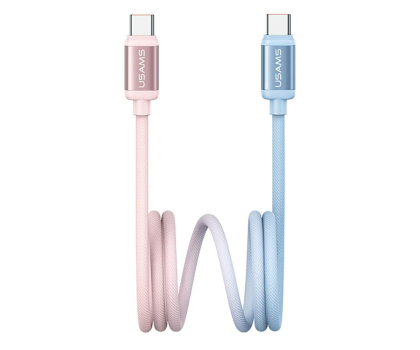 Kabel USB USAMS Kabel PD 60W USB-C/USB-C 1,2m niebiesko różowy