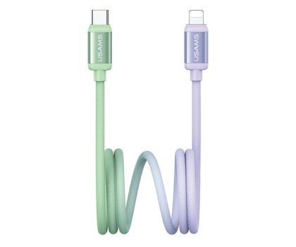 Kabel Lightning USAMS Kabel 30W USB-C/Lightning 1,2m zielono fioletowy