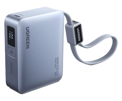 Powerbank UGREEN Powerbank 10000mAh PB584 USB + USB-C 33W wbudowany kabel