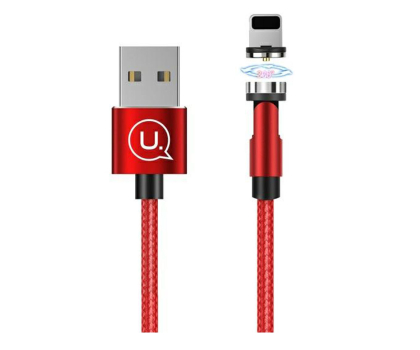 Kabel Lightning USAMS Kabel kątowy magnetyczny lightning 2,1A 1m pleciony czerwony
