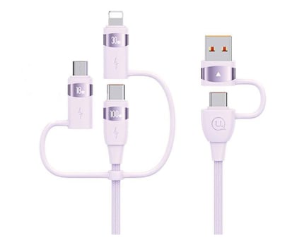 Kabel USB USAMS Kabel 2xUSB-C/USB/Micro-USB/Lightning 6w1 1,2m 100W fiolet