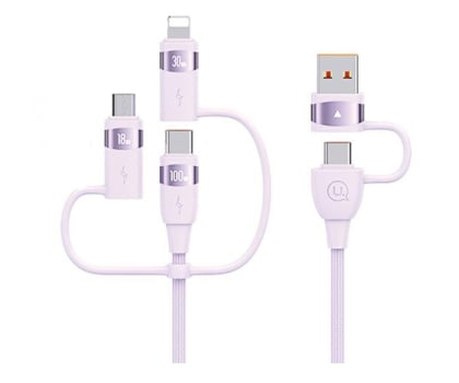 Kabel USB USAMS Kabel 2xUSB-C/USB/Micro-USB/Lightning 6w1 2m 100W fiolet