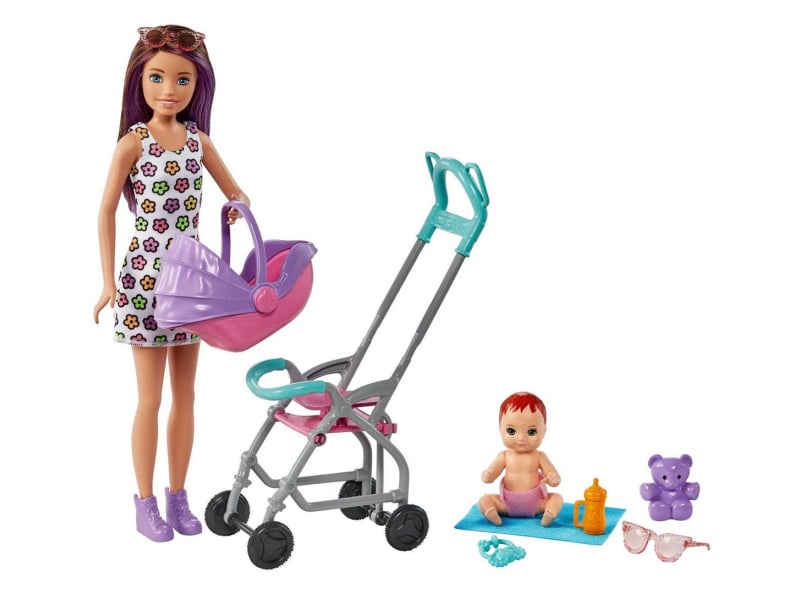 Barbie Skipper opiekunka z bobasem + wózek