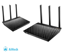 System Mesh Wi-Fi ASUS RT-AC67U AiMesh (1900Mb/s a/b/g/n/ac) zestaw 2szt.