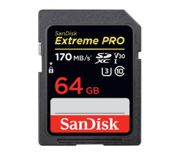 Karta pamięci SD SanDisk 64GB Extreme Pro 170/90 MB/s U3 V30 (odczyt/zapis)