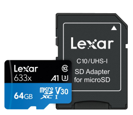 Karta pamięci microSD Lexar 64GB microSDXC High-Performance 633x UHS-I A1 V30
