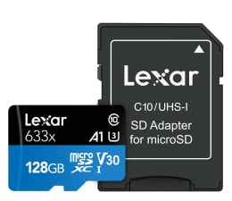 Karta pamięci microSD Lexar 128GB microSDXC High-Performance 633x UHS-I A1 V30