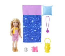 Lalka i akcesoria Barbie Malibu Chelsea Zestaw Kemping + śpiwór