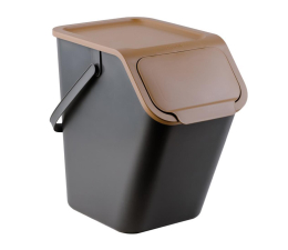 Kosz na śmieci Practic BINI czarny pojemnik do segregacji odpadów z brązo
