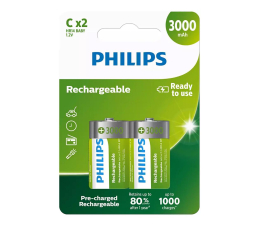 Bateria i akumulatorek Philips Akumulatory C R14 3000mah, 2 sztuki