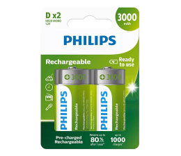 Bateria i akumulatorek Philips Akumulatory D R20 3000mAh, 2 sztuki