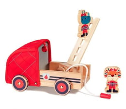 Zabawka dla małych dzieci Lilliputiens Drewniany wóz strażacki z rozwijanym wężem Nosorożec Marius
