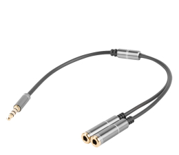 Kabel audio Genesis Jack 3.5mm - 2x Jack 3.5mm 0.2m srebrny