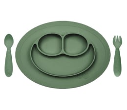 Miska / talerzyk dla dzieci EZPZ Komplet naczyń silikonowych Mini Feeding Set oliwkowy