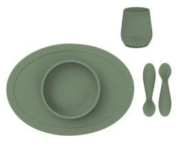 Miska / talerzyk dla dzieci EZPZ Komplet naczyń silikonowych First Foods Set oliwkowy