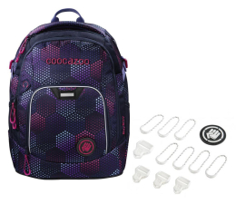 Plecak szkolny Coocazoo RayDay Purple Illusion + Zestaw MatchPatch Bright White