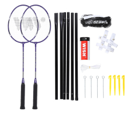 Badminton Wish Zestaw Rakiet Do Badmintona Fiolet x2+Lotki x3+Siatka+Linie