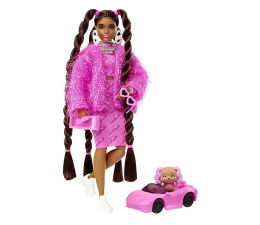Lalka i akcesoria Barbie Extra Lalka Brązowe kucyki różowy strój